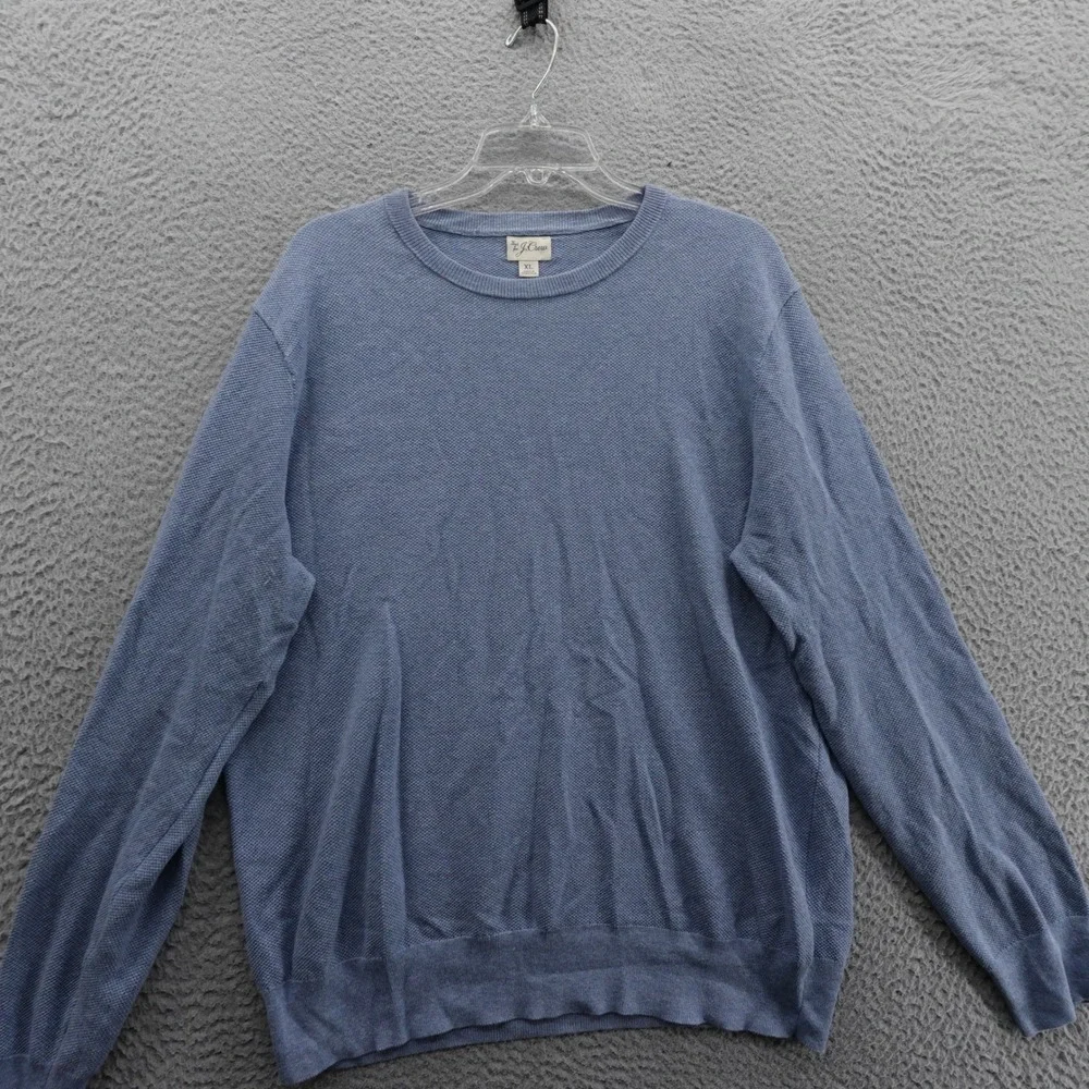 J Crew Long Sleeve Cotton Sweater Tee XL Blue Mens Lightweight‎ Crew Neck